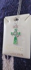 New   Irish Trinity Knot Celtic Cross Pendant Necklace Silver   Crystal Nib 