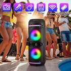 Dual 12  Bluetooth Party Speaker Karaoke Dj System W mic Usb Sd Aux Fm Led Light