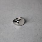 Silver Oval Signet Ring Stainless Steel Blank Pinky Ring