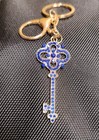 Skeleton Key Bling Blue Crystal Rhinestone Keychain Keyring Handbag Charm Nwot