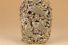 Asian Tibetan Silver Handmade Hollow Out Fish Lotus Statue Snuff Bottle Pendant