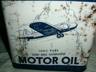 Vintage Long Life Victor Motor Oil Metal Can Airplane Art Graphics Detroit Mi Us