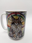 Cat Stained Glass Ceramic Mug 12oz Maine Coon Design Colorful Coffee Tea Cup