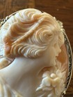 Vintage Cameo Pin Brooch Pendant 14k White Gold Filigree 8 4 Grams