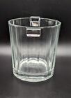 Vintage Heavy Vertically Lined Glass Ice Bucket W handles 5 