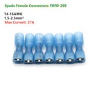 100pcs Spade Female Heat Shrink Blue Wire 16-14gauge Connectors Crimp Terminals