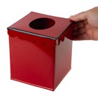 Set Of 2 Red Enamel 5  Square Metal Tissue Box Covers