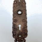 Antique Victorian Door Knob Backplate escutcheon Floral Keyhole Bronzed     