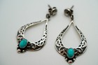 Vintage Sterling Silver Turquoise Southwestern Dangle Earrings 4 8cm Jb31