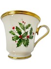 Lenox Holiday Saucer Cup Christmas Holly Berry Bone China Porcelain  Seasonal