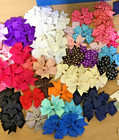 57 Piece Lot Premade 3 Inch Grosgrain Bows Sewing Fabric Appliques  Mulitcolors