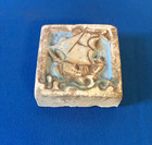 Claycraft Vintage  Tile Small Ship 1 5  X 1 5  X 0 5  Circ  1920 3 Tiles