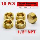 10 Brass 1 2  Hex Pipe Plugs Countersunk Style Male Npt Pipe End Fitting Cap   
