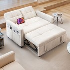 3 In 1 Convertible Sofa Bed 54  Sleeper Sofa Loveseat Velvet Futon Couch