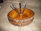 Live Edge Wooden Log Nut Bowl Set  Nutcracker And 6 Picks A Christmas Tradition