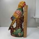 Vintage Large Majolica Glazed Bird Parrots Figurine 13  Tall