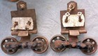 Antique Set Of Parlor Pocket   Barn Door Rollers And Hangers Pulleys Sliders