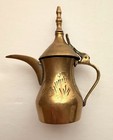 Vintage Brass Turkish Coffee Pot Dallah Set Tray Middle Eastern Decor 2 Pc 