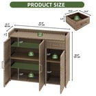 Brown Patio Outdoor Storage Cabinet Weather-proof Rattan Bar Table W  Two Doors