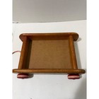 Vintage Playskool Wood Pull Wagon Red Wheels Toy Colorol Mid Century Prop 1950