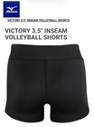 Girls Volleyball Shorts- Mizuno Victory -  3 5  Inseam  - Black  Size L