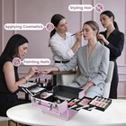 Makeup Train Case Large Portable Cosmetic Case - 6 Tier Trays Professional Makeu