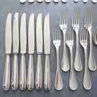 Christofle Perles 30pcs Silverplate Flatware Knife Fork Spoon Excellent