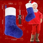 6pcs Blue Christmas Stockings With Wooden Name Tags 18 Inch Large Plush Personal