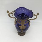 Late 19th Century Antique French Cobalt Blue Glass Vase With Cherub Handles