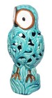 Trendseters Owl Figurine Blue Cut Out Ceramic 11  Tall Well Design