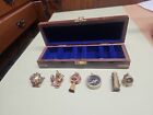 Vintage Nautical Maritime Brass Miniature Instrument 6 Pc Desk Set Wood Box Case