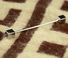 2 Pcs Classic Men Silver Collar Stud Barbell Tie Pin Bar Clip Shirt Clasp Square