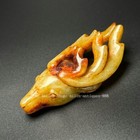 4  Old Han Dynasty Natural Hetian Jade Carve Phoenix Deer Sika Deer Head Statue