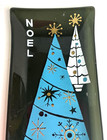 Vintage 1950 s Houze Art Glass Mid-century Modern Glass Ash Tray Noel Christmas 