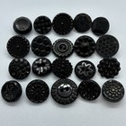 20 Antique Victorian Black Glass Button Lot Picture Carved Molded Faceted