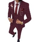 Mens 3 Piece Suits Wedding Groom Bestman Party Prom Plaid Tuxedos Suit 42r 46r