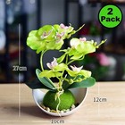 Artificial Green Phalaenopsis Orchid Flower Arrangement With Pot  2 Pack 