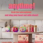 Mini Karaoke Machine For Kids   Adults 2 Wireless Mics Led Colorful Lights Pink