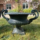Vintage Pair Of Cast Iron Planters Campagne Urns 