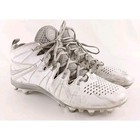 Nike Huarache V Lacrosse Cleats Men 9 White Silver Flywire Mid Top 616296-100
