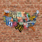 Plasma Cut Aluminum Usa License Plate Map  35  X 24    License Plate Sign