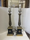 Pair Of Vintage  Bronze And Brass Tall French Table Lamps Nice Details