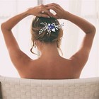 Wedding Hair Comb Banquet Blue Rhinestone Hair Accessories Something Blue For 