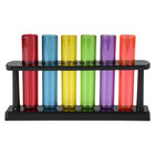 6 Plastic Shot Glasses Test Tube Bar Shatter Proof Rack Stand Holder Party Set