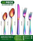 20 Piece Rainbow Silverware Set Stainless Steel Flatware For 4 Colorful Cutlery