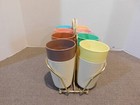 Vintage Raffiaware Thermo Temp Tumblers Set Of 8 With Carrier 