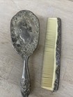 Hairbrush Comb Victorian Silver Plate Vanity Set Of 2 Hand Antique Vintage