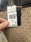Michael Kors Jet Set Medium Carryall Tote Brown Multi Monogram Logo Gold