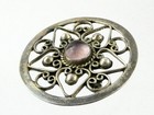 Vintage Mexico Sterling Silver Purple Glass Brooch Or Pin 925 1 75 Inches 12 2g