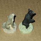 Set Of Wolf And Bear Miniature Figurine 1-1 2  Tall Unmarked 
